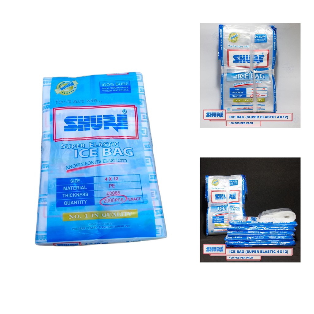 COD DVX #5471 100pcs Shure Plastic Ice Bag 4x12 Super Elastic Plastik ...