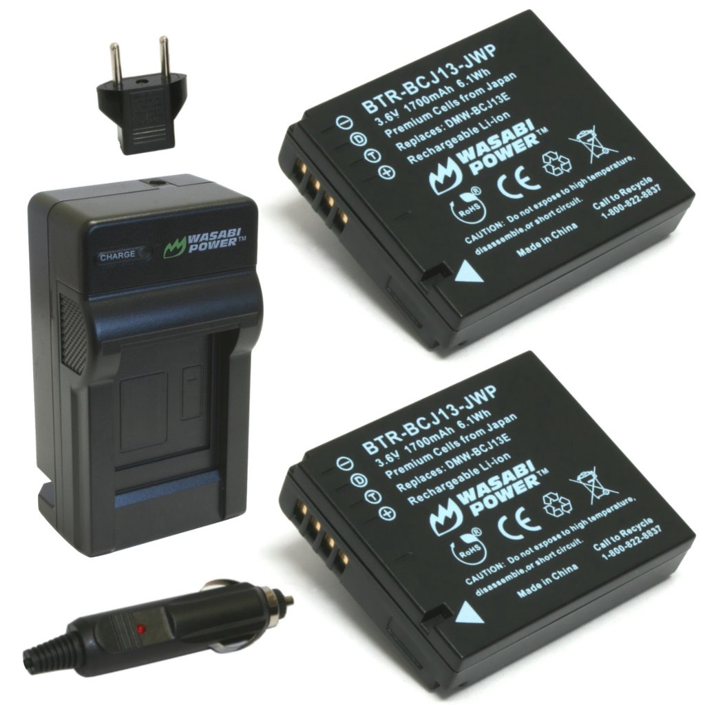 Wasabi Power DMW-BCJ13 1700mAh 2pcs Battery & Charger for Panasonic ...