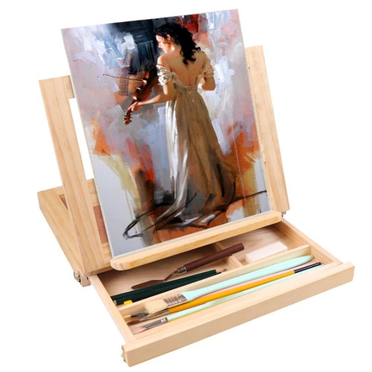 Wooden Table Easels for Painting Artist Kids Drawer Box Folding Table Easel Drawing Table