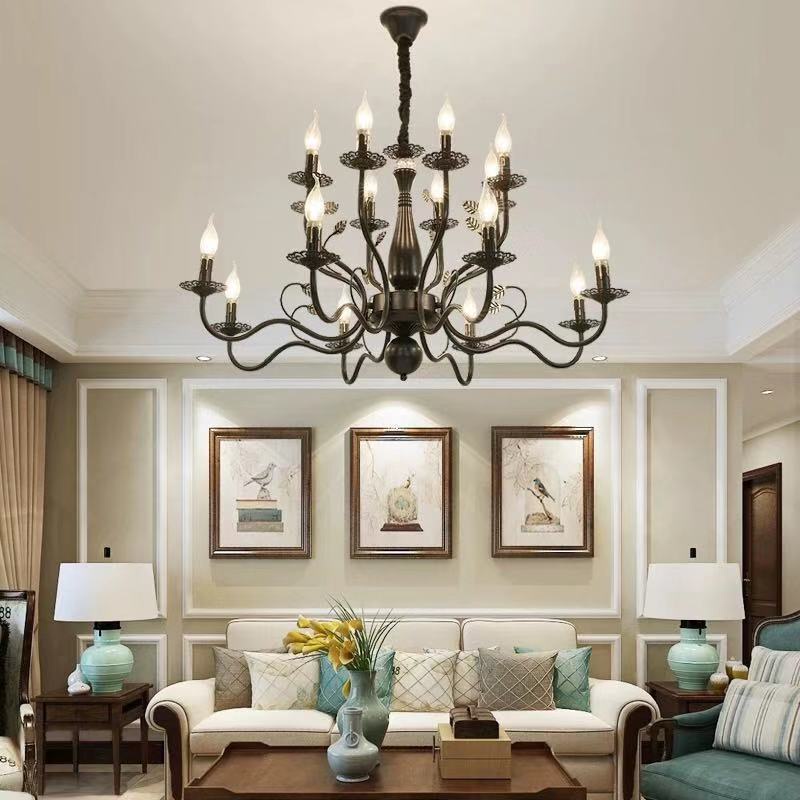 AIMI Living Room Chandelier Ceiling Light European Retro Classic American Style Chandelier