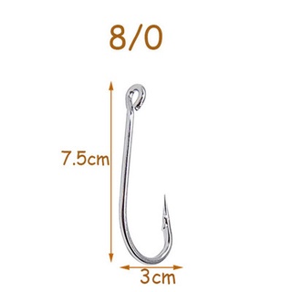 2021❁⊙❐Easy Catch 100pcs 34007 Stainless Steel White Big Extra Long Shank  Fishing Hooks Size 1/0 2/0