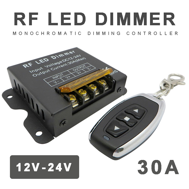 RF LED Light Strip Dimmer 12V 24V DC 30A Metal Enclosure PWM Regulator