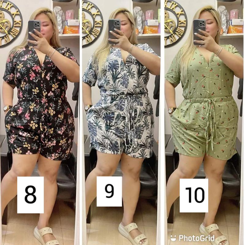 PLUS SIZE UPPER ZIPPER FRONT AND SMOCKING ROMPER SHORTS CHALLIS FABRIC Shopee Philippines