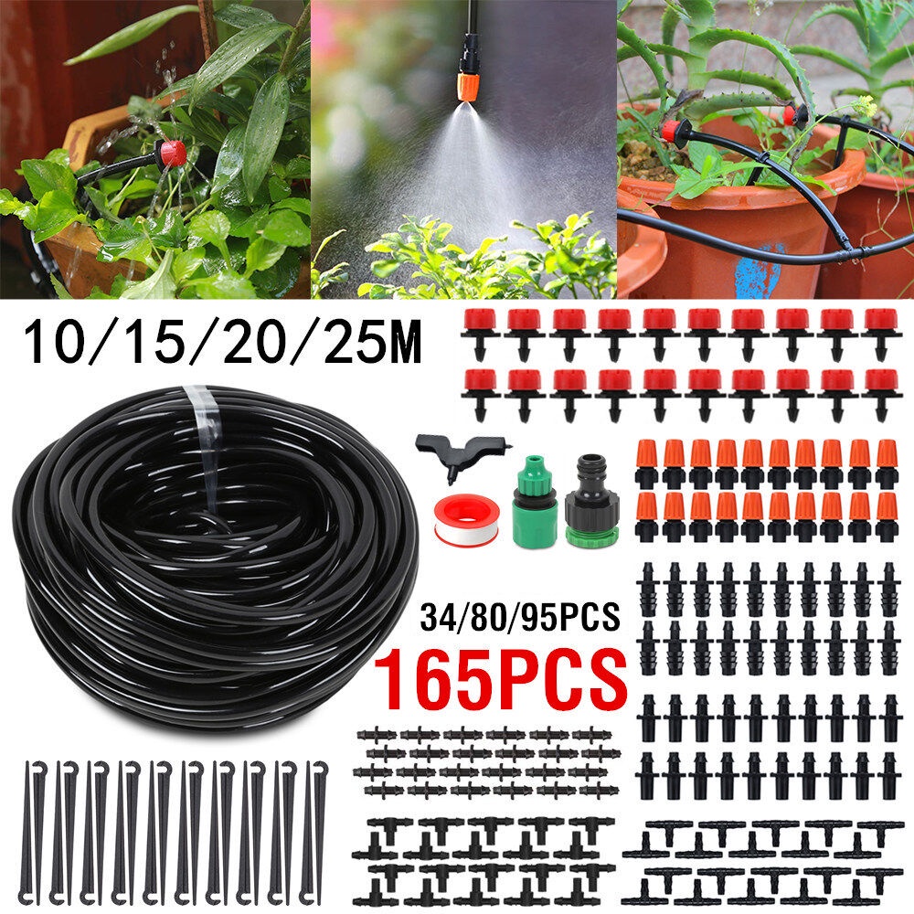 10/15/25M DIY Garden Micro Drip Irrigation System Plant Watering Kit ...