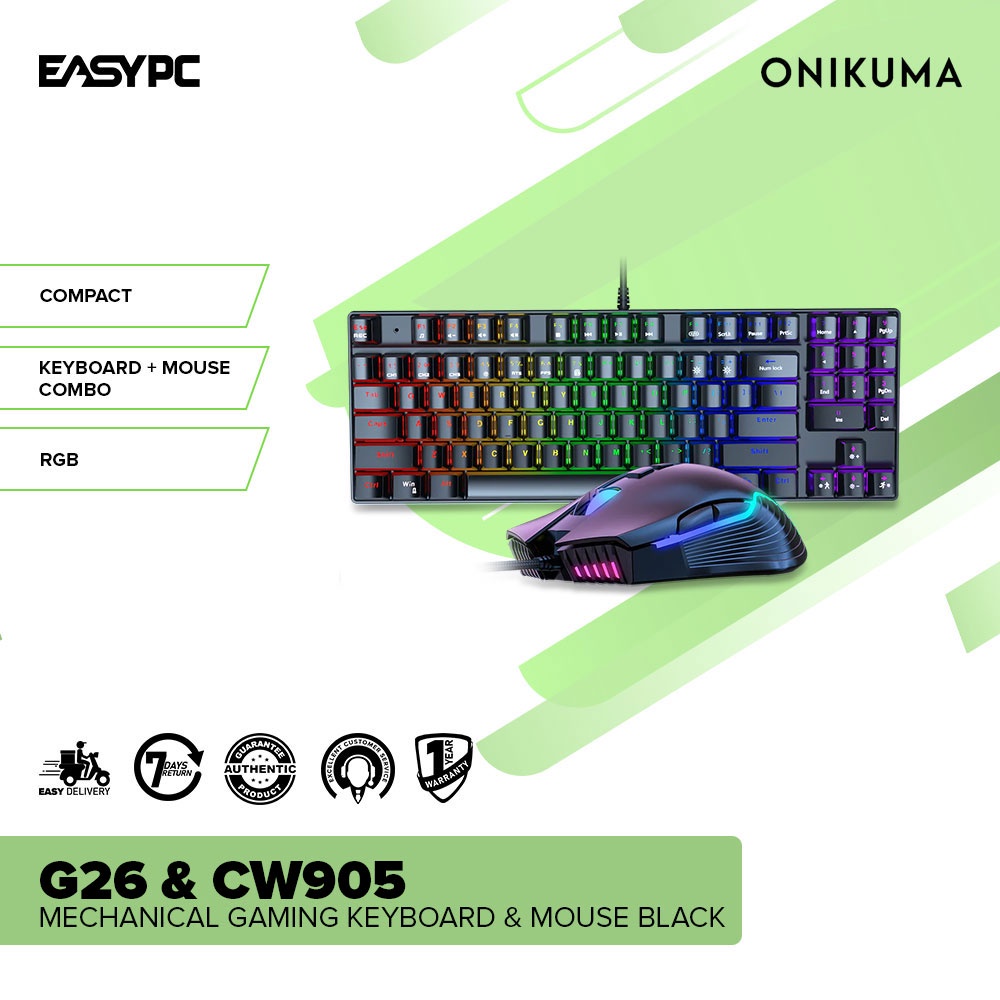 EasyPC Onikuma G26 + CW905 Mechanical Gaming Keyboard and Mouse combo