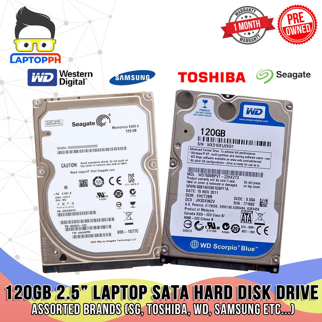 Assorted 2.5" LAPTOP SATA HARD DISK DRIVE 120Gb,160Gb, 250Gb, 5400RPM