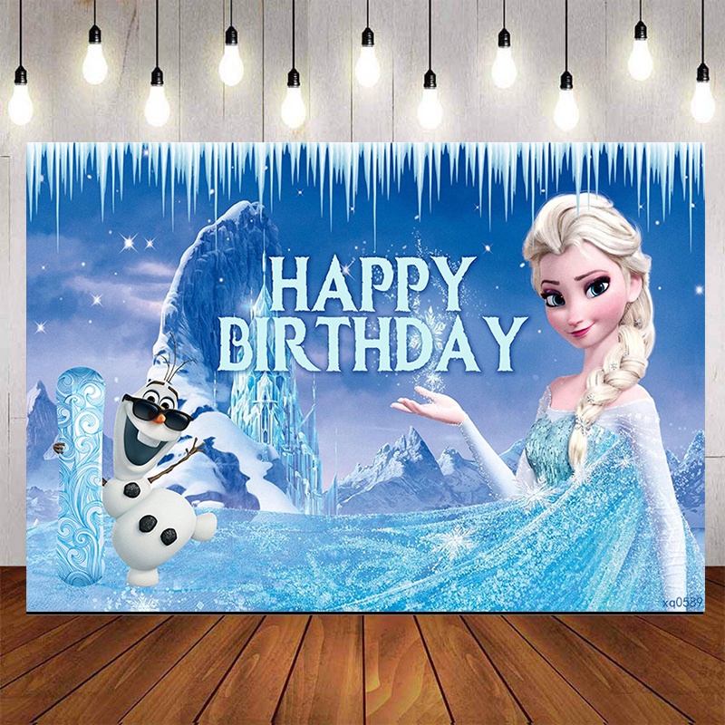 Frozen Princess Elsa Queen Girls Birthday Party Backdrop Ice Winter ...