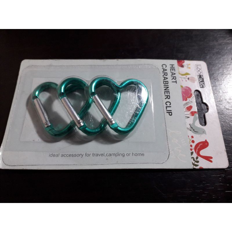 ON HAND 3 PCS ELEGANT TIFFANY GREEN HEART SHAPE CARABINER OUTDOOR ...