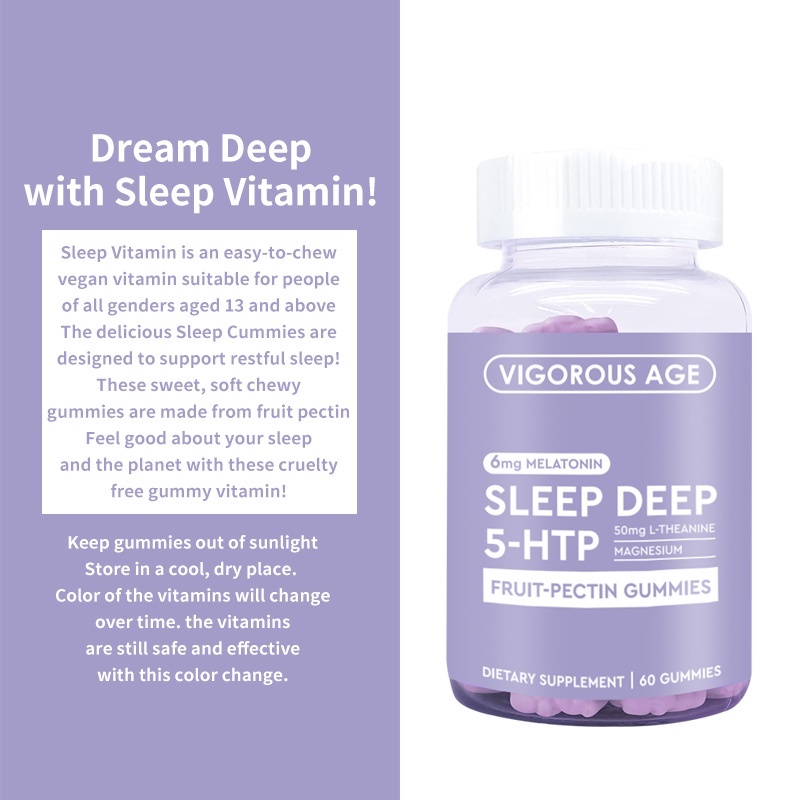 Vigorous Age Melatonin Sleep Deep 5HTP FruitPectin Gummies LTheanine