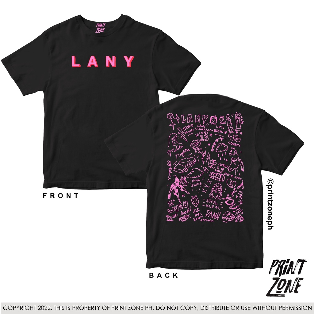 LANY SHIRT DOODLE HAND DRAWN FRONT AND BACK FAN ART. PRINT ZONE PH Shopee Philippines