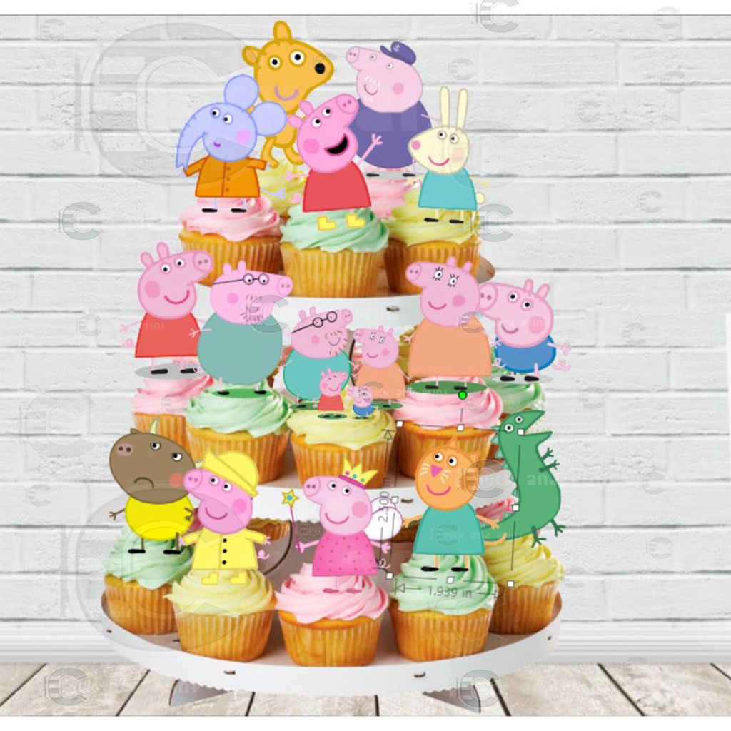 12+3pcs Peppa Pig Cupcake Toppers for DIY party Decorations Party