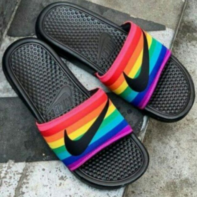 NIKE BENASSI JDI BETRUE Rainbow Sports Slippers For Men And Women