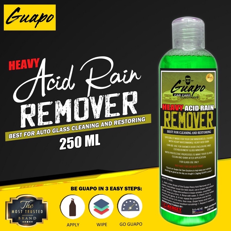 Guapo Heavy Acid Rain Remover for Glass Windshield 250ml / Water mark