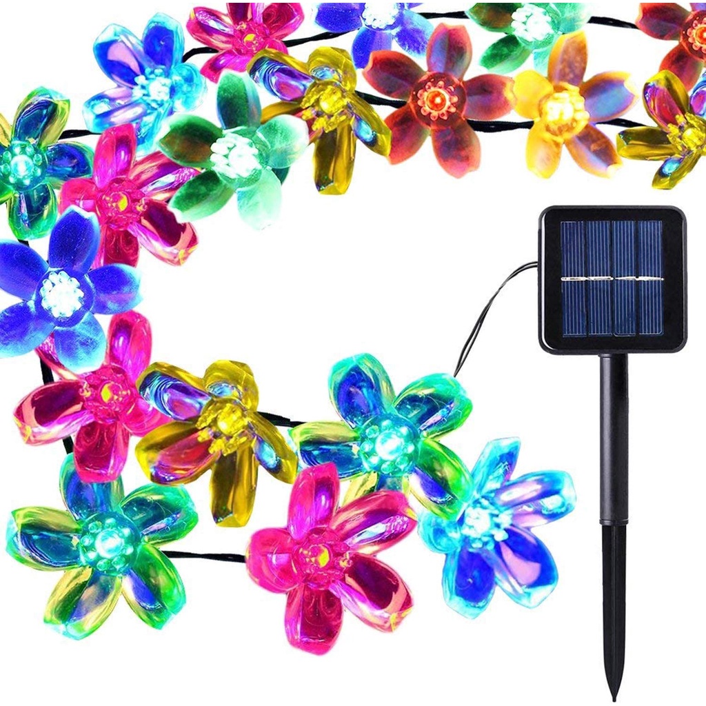 Solar Flower String Lights Outdoor Waterproof Cherry Blossom Solar ...