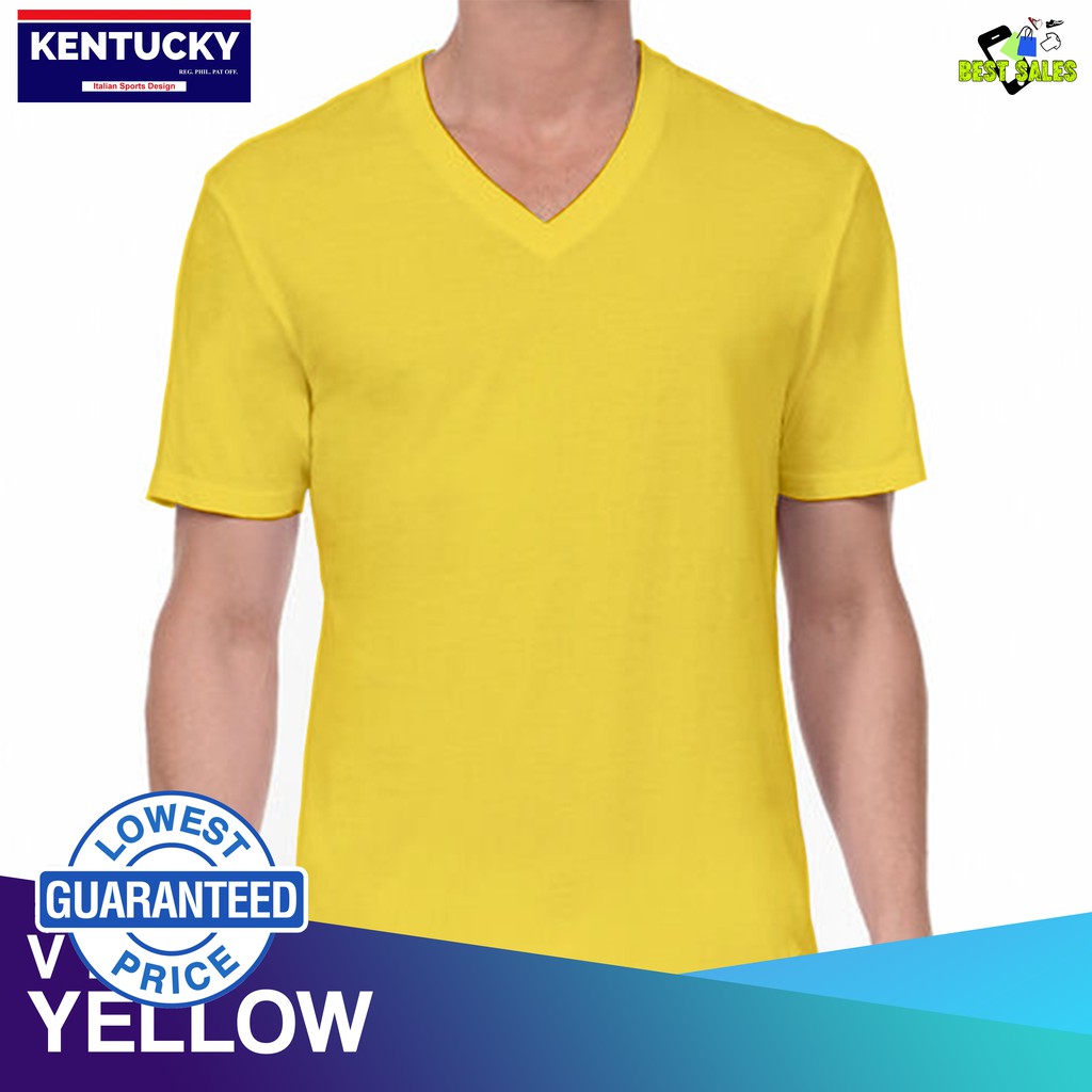 yellow v neck shirt