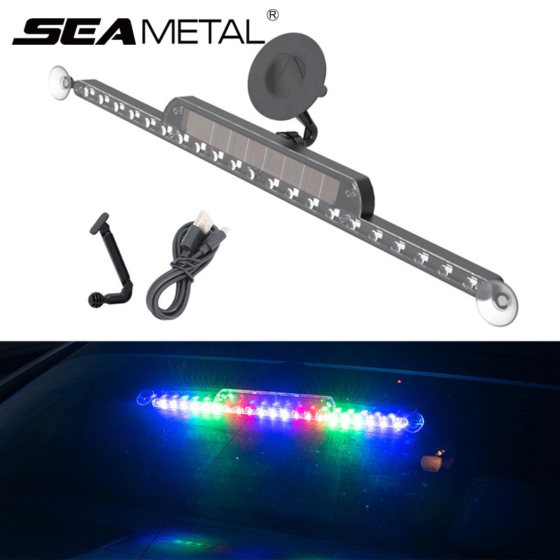 SEAMETAL Solar Car Strobe Warning Light LED Tail Lights RGB Multi-Mode ...