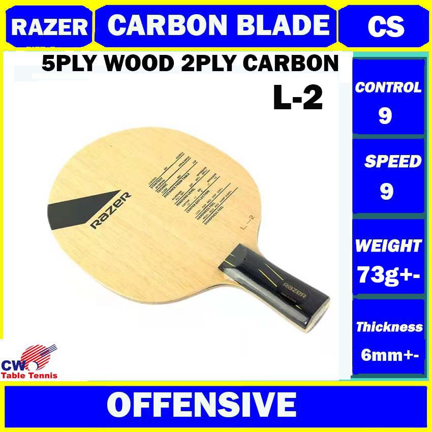 Razer L2 CS Table Tennis Carbon Blade Bats Racket Papan Ping Pong