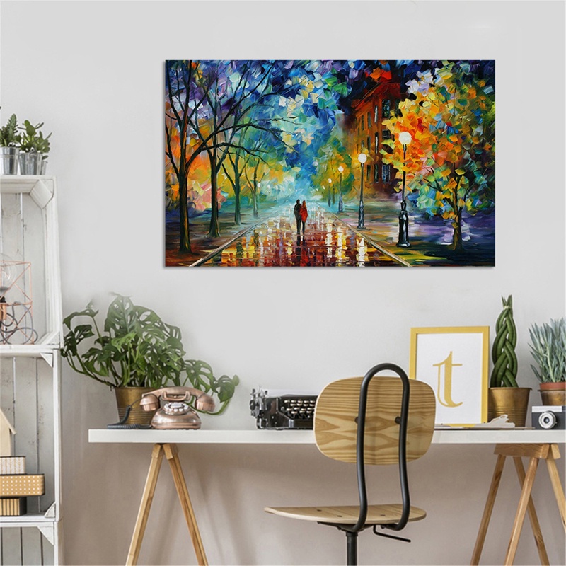 Abstract people trees oil painting printed on canvas modern landscape ...