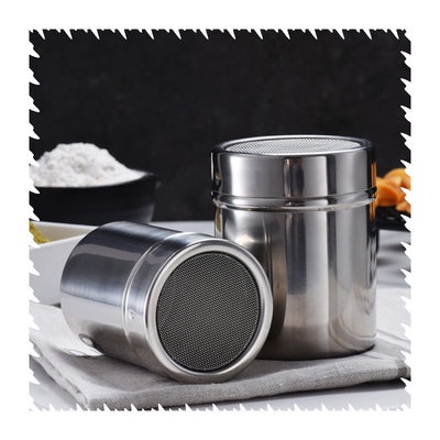 Sugar powder sieve with lid 304 stainless steel dusting can coffee ...