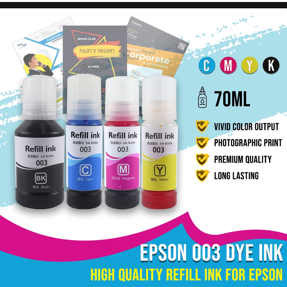 EPSON 003 Refill Dye Ink | 70ML | For Inkjet Printers L3110 L3118 L3119 ...