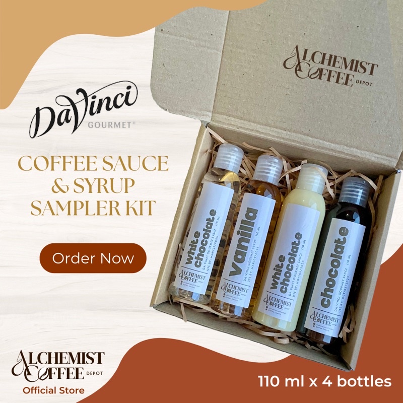 DaVinci Gourmet Coffee Sauce & Syrup Sampler Kit (110 ml x 2 Sauces & 2