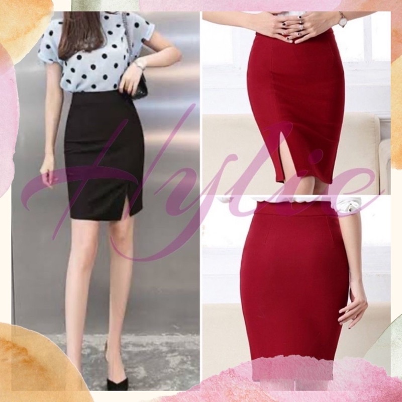Hylie Above The Knee Pencil Skirt With Slit | Shopee Philippines