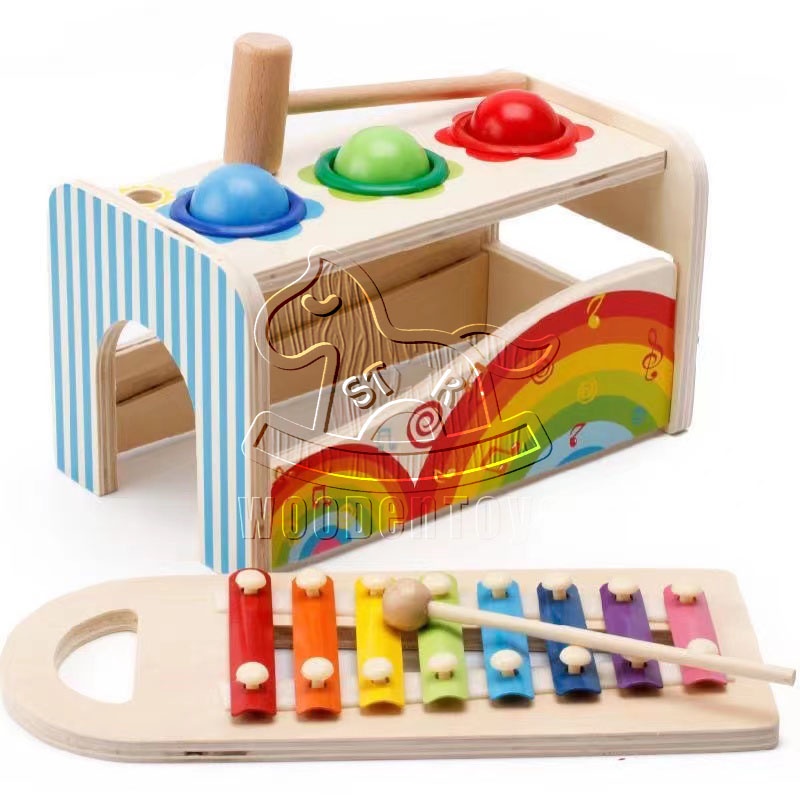 Wooden Hammer and Ball Toy and Xylophone Set Mallet and Pegs Pound and Tap Toys and Xylophone Toy