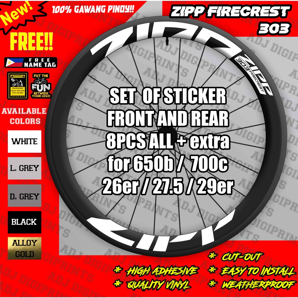 ZIPP FIRECREST 303 Rim Decals Sticker for ️ROAD BIKE, FIXIE, GRAVEL and ...