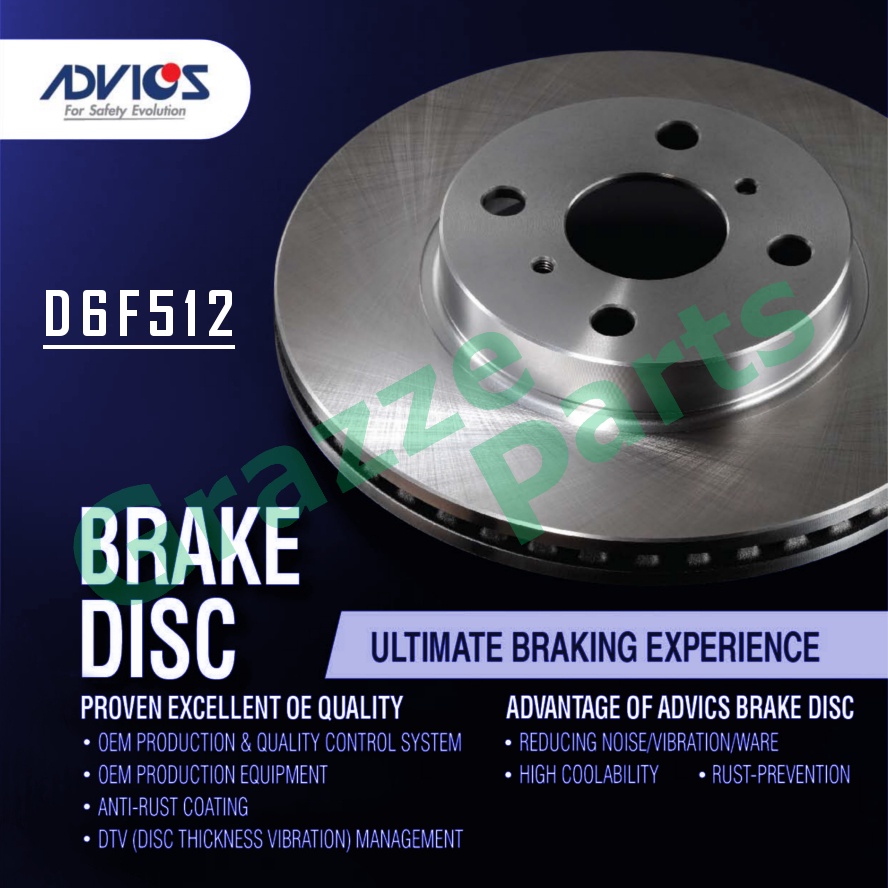 (1pc) Advics Aisin Disc Brake Rotor Front D6F512 for Proton Wira 1.5 ...