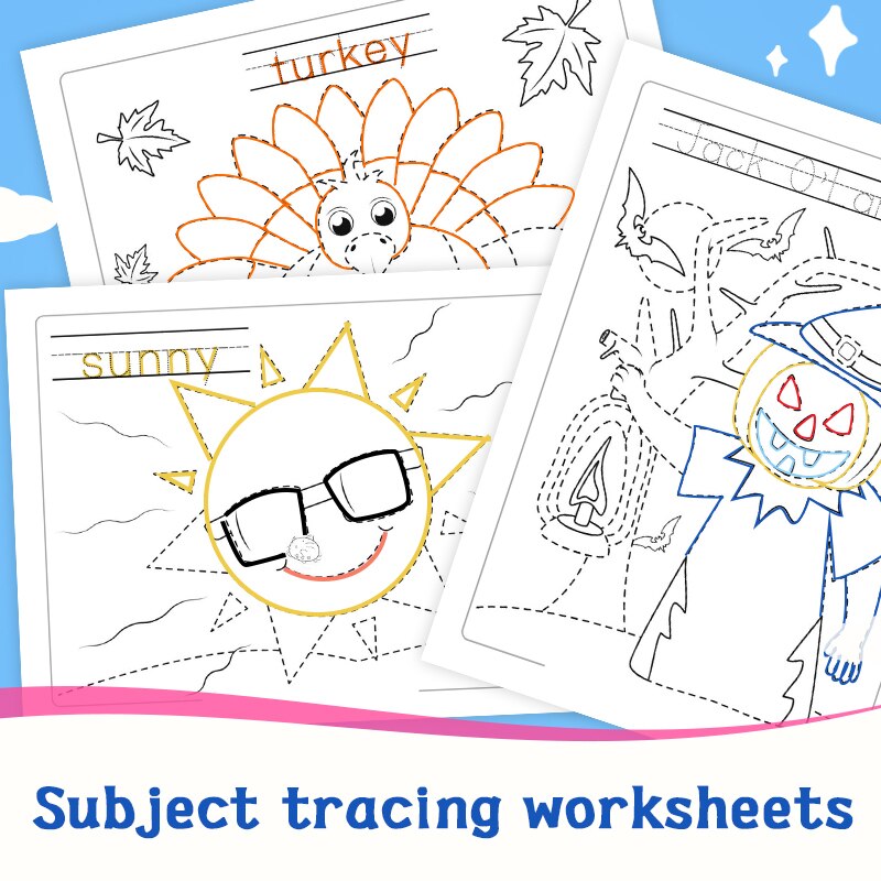 12 Subjects Tracing Worksheets Graffiti Coloring Books for Kids Toys ...