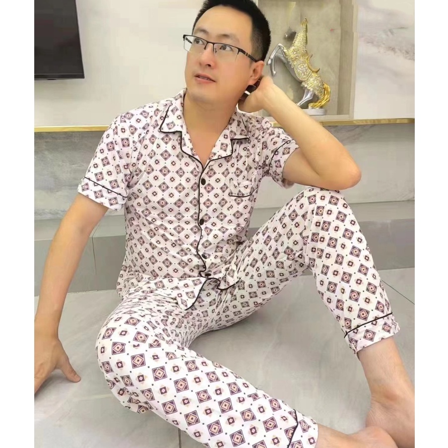 CAND Men’s Cotton Sleepwear Terno Pajama Set Size M/L/XL/XXL Shopee