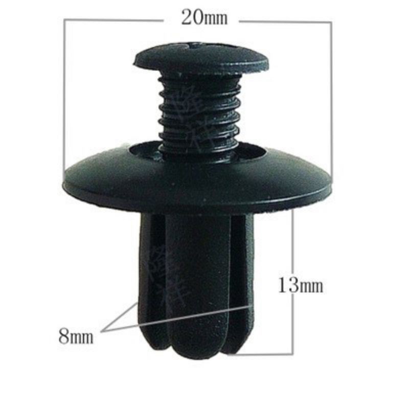 Set Of 100 Plastic Screws For Fenders, Bumpers And Cars, Hole Size 8mm