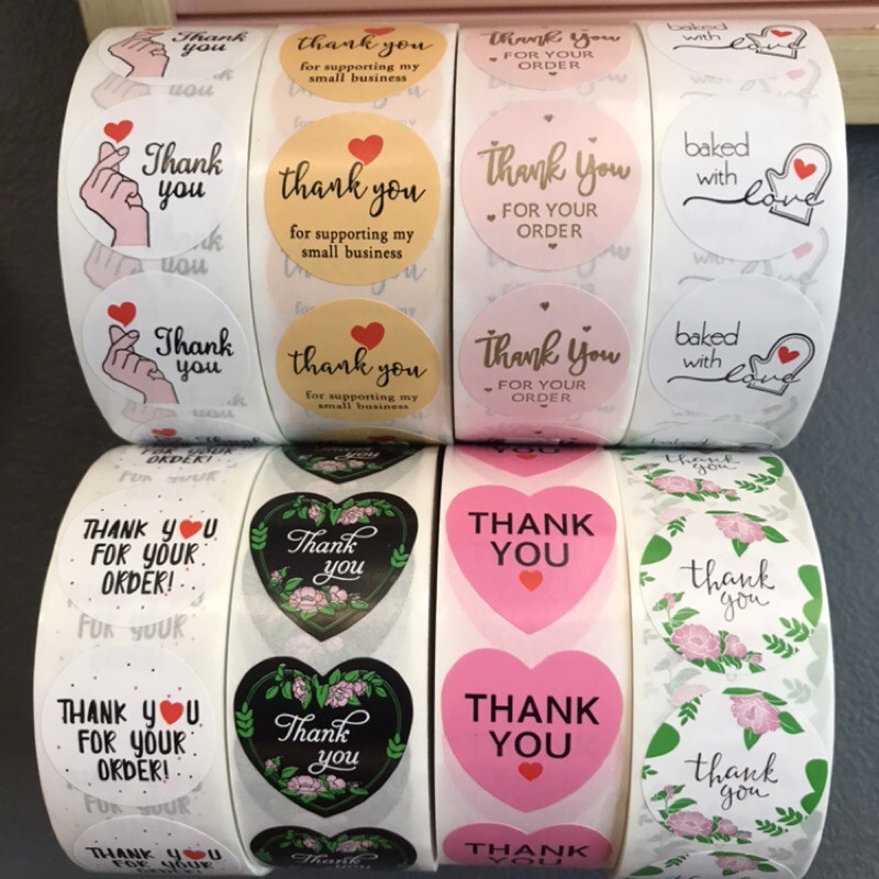 Thank You Sticker Packaging Label Round Sticker Affordable 500pcs ...
