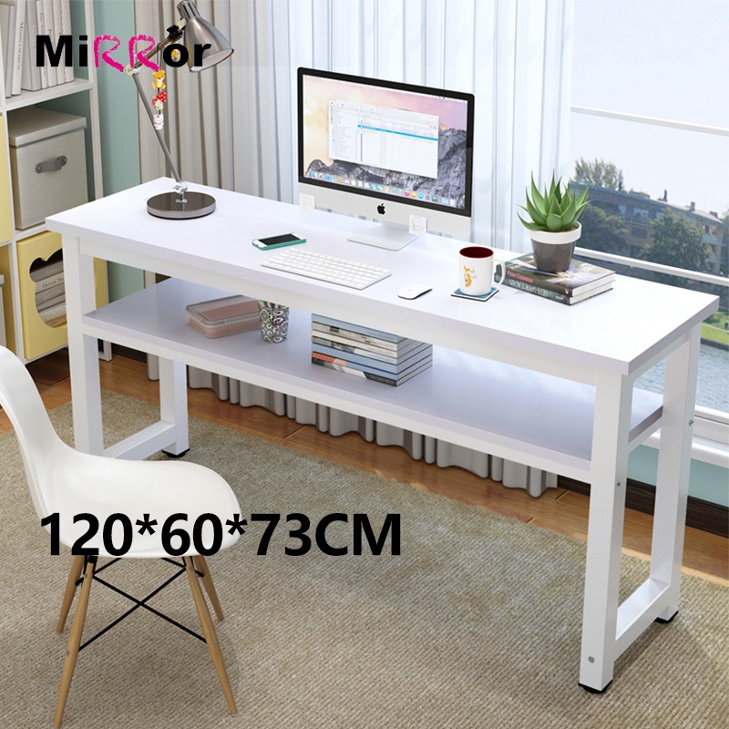120x60CM Simple Modern Study Table With Rack Double Layer Computer ...
