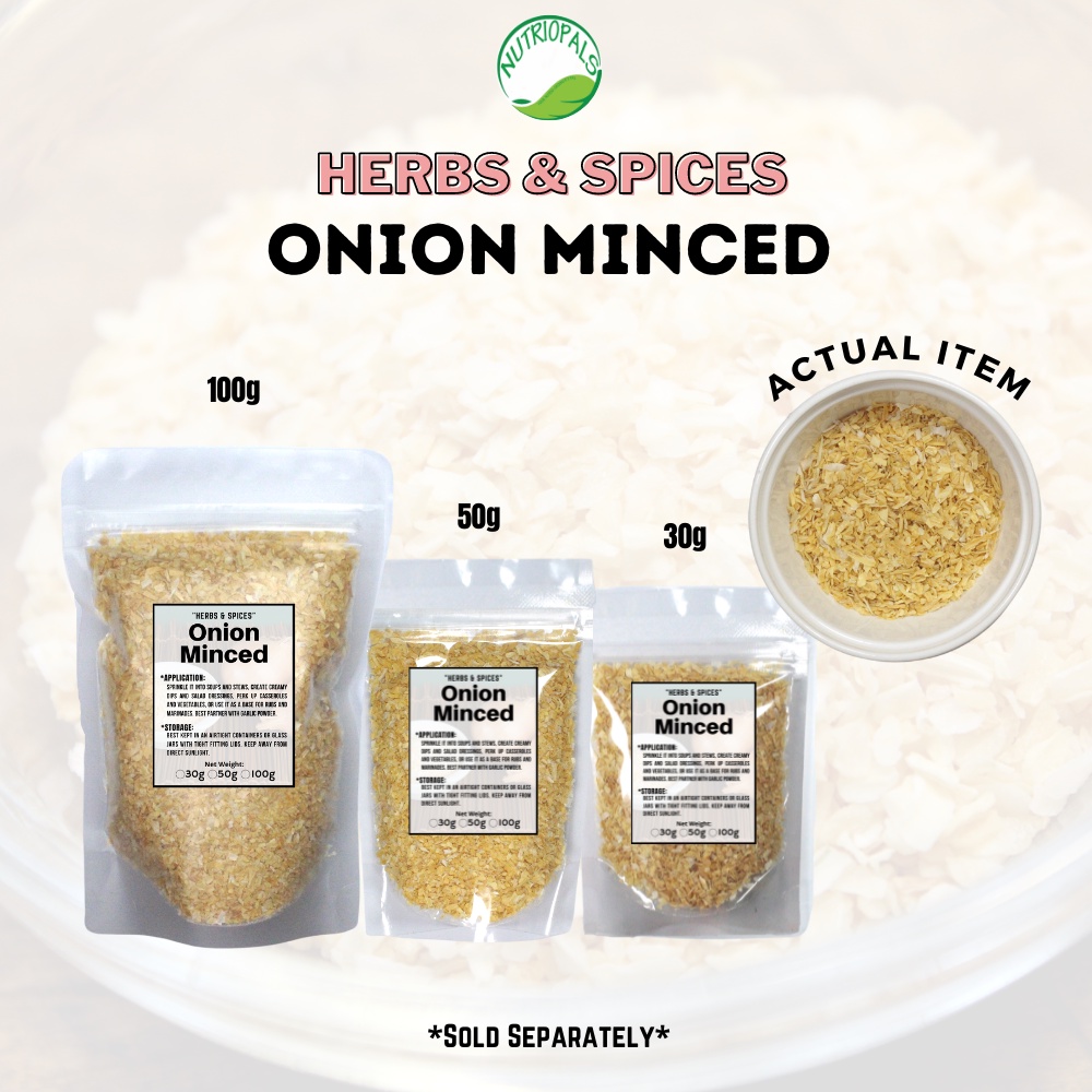 ONION MINCED (HERBS & SPICES) ZIPLOCK POUCH 30g, 50g, and 100g Shopee