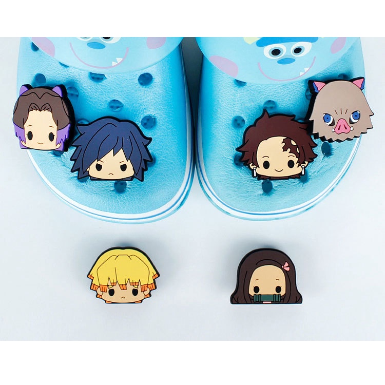 One Piece Demon Slayer Crocs Jibbitz Cute Anime Clogs Pins Women Charm Decoration T Shopee