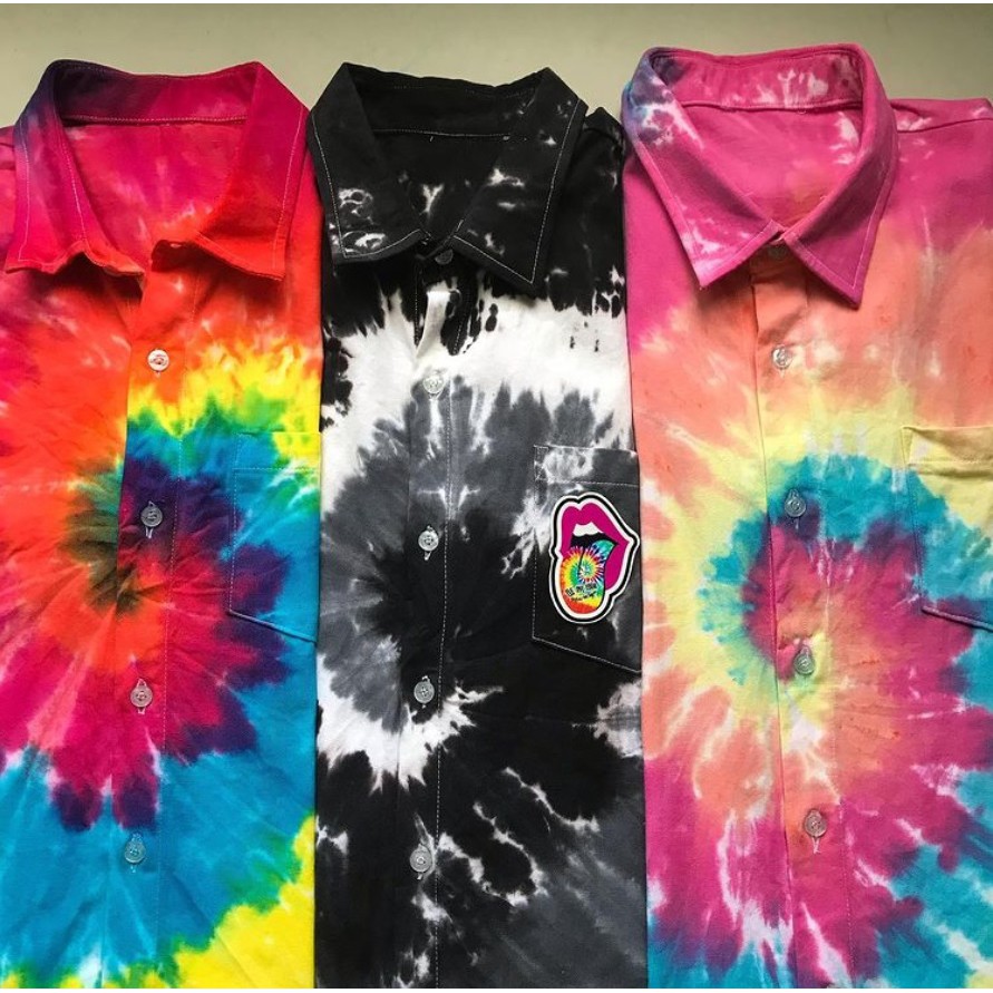 Tie dye polo button hot sale down