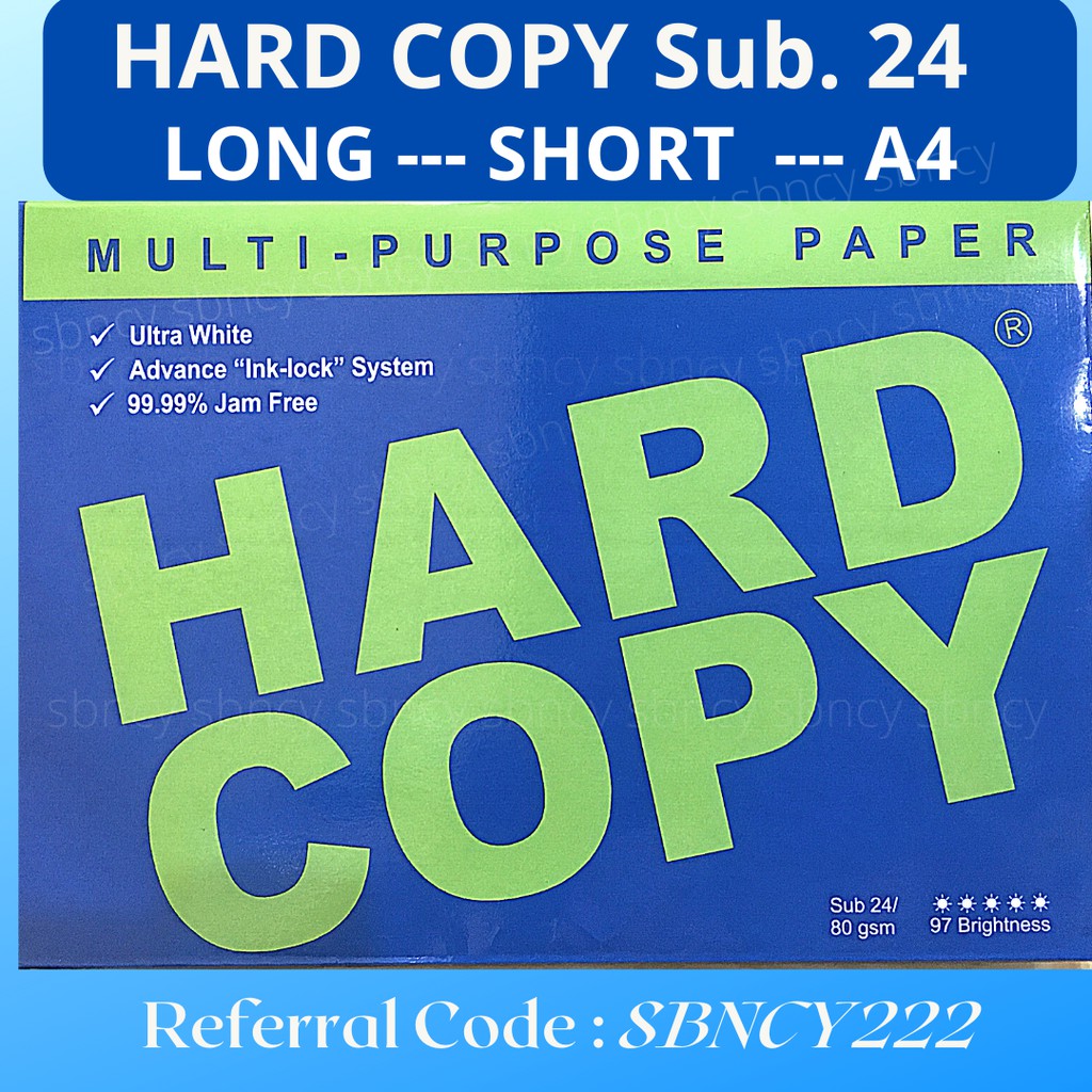 Hard Copy Substance 24 / 80GSM Long, Short & A4 Size HC Sub. 24