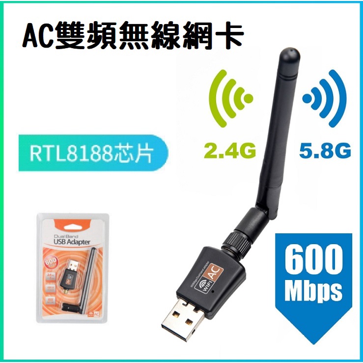 AC600M Dual Band Wireless Network Card WiFi Receiver USB Transmitter 5G ...