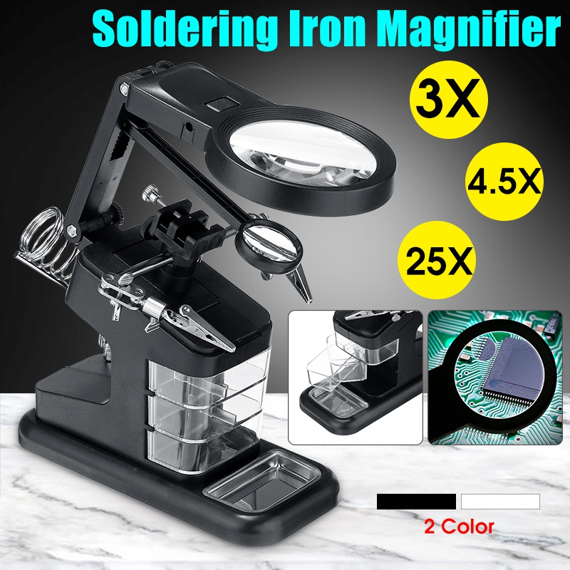 [READY STOCK] 10 LED Desk Light Magnifying Glass Helping Hands Magnifier Work Station Table