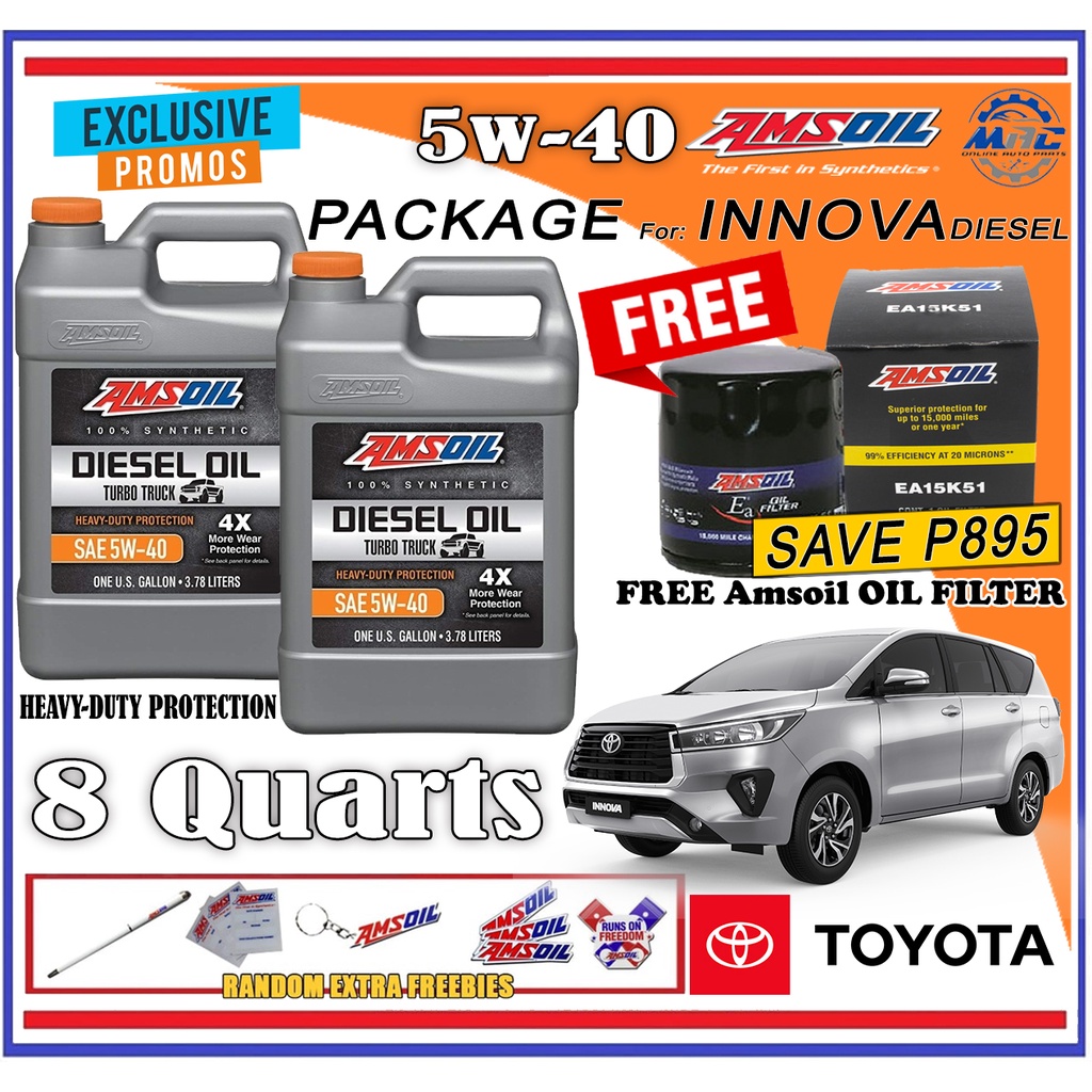 AMSOIL Heavy Duty Turbo Truck 5W40 8 quarts FREE Oil Filter Package for ...
