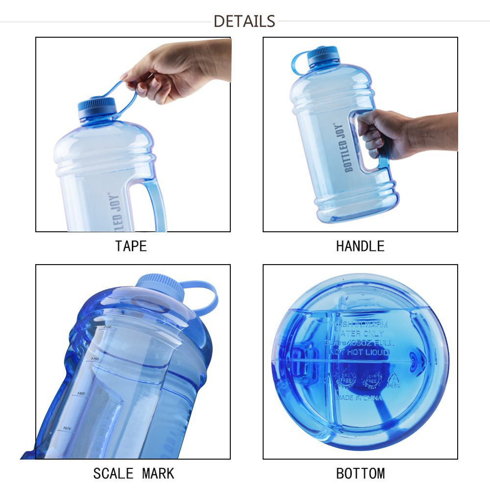 GEMFUL Large Water Bottle Motivational 3L - BPA Free Big Jug for Men Women