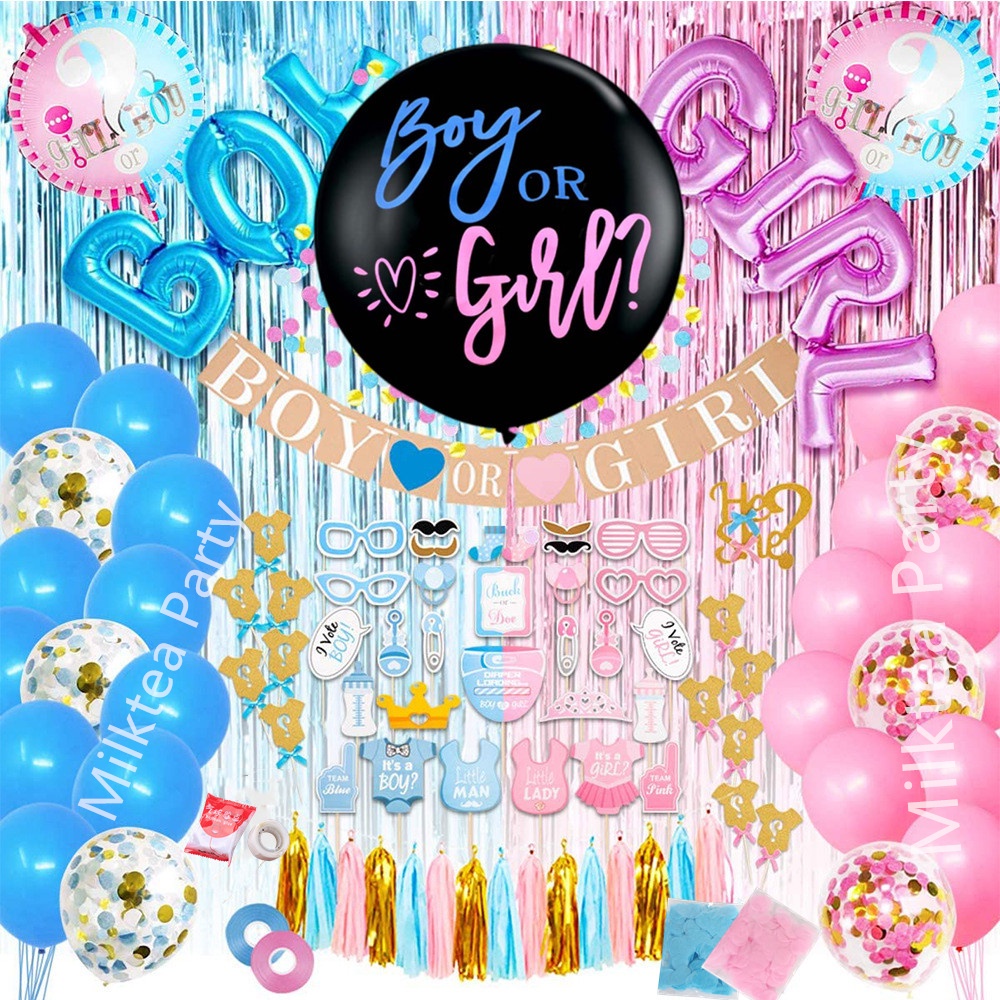 Gender Reveal Theme Boy Or Girl Balloons Party Decorations Birthday