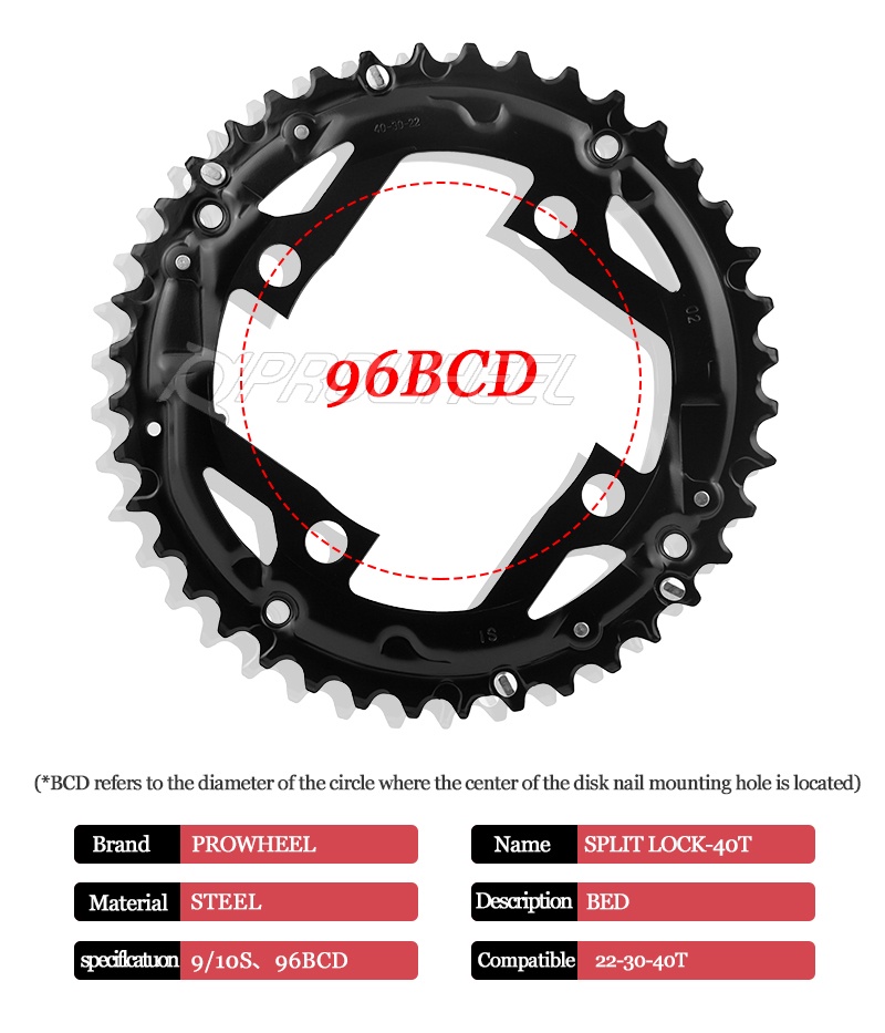 PROWHEEL 104BCD Bike Chainring – 42T/44T/46T/48T Steel Single Ring For 6-12 Speed MTB, E-Bike, Road Bike