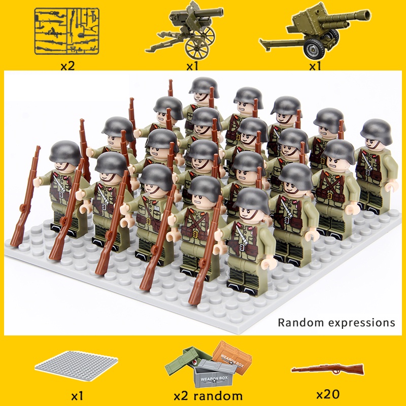 Lego Military WW2 Army Minifigures DIY Chinese Soldier Figures Building ...