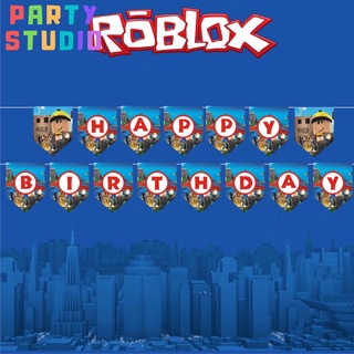 60pcs/set Roblox Virtual World Theme Festa de Aniversário Decoração Banner  Balão Bolo Toppers_aw