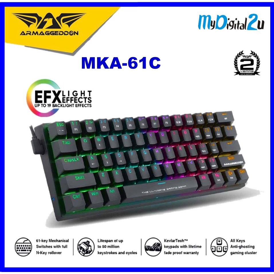Armaggeddon MKA-61C Pyschstarling Blue Switch 61 Keys Mechanical ...