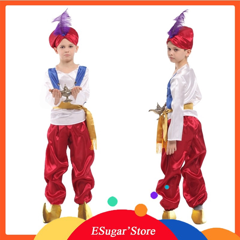 Kids Boys Aladdin Arabian Arab Prince Costume Outfit Movie the Magic Lamp  Cosplay Girls Disney Princess Jasmine Dress