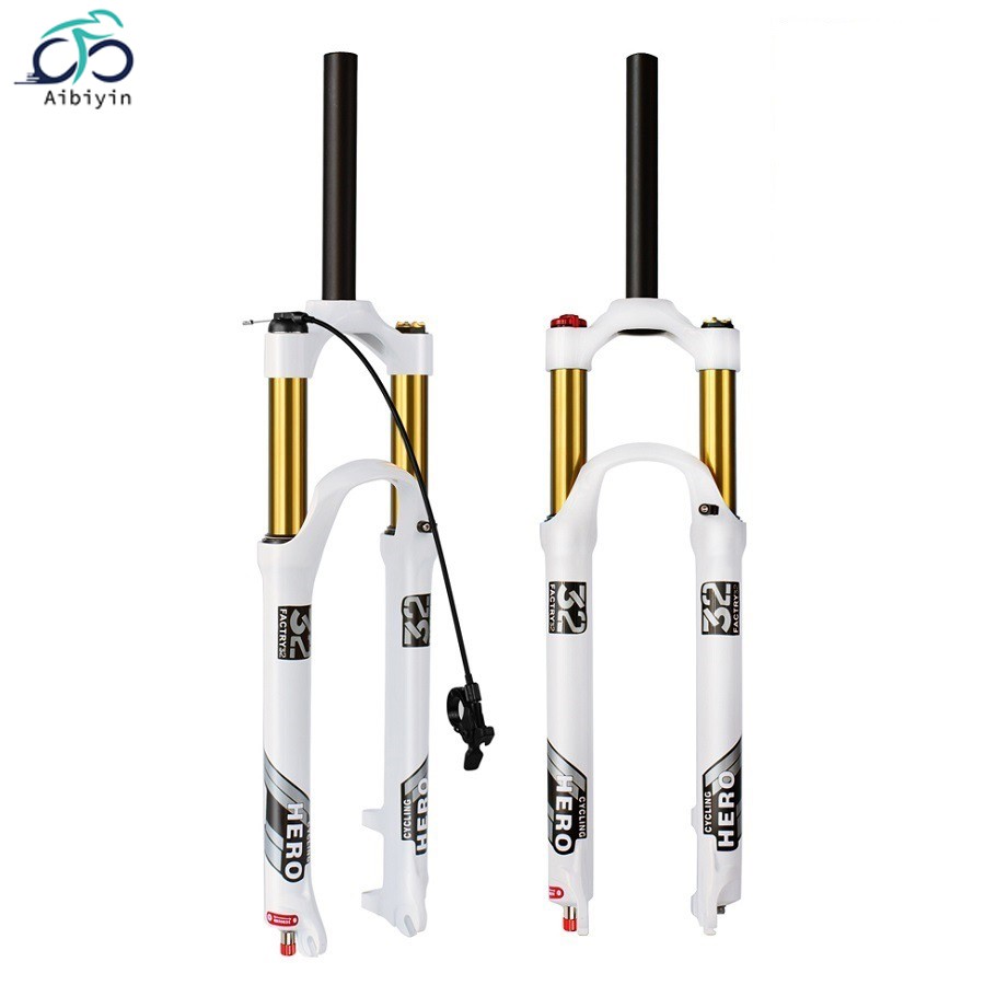 Mountain bike front fork air fork shock absorber bicycle damping white 100mm stroke 26 27.5 29 inch