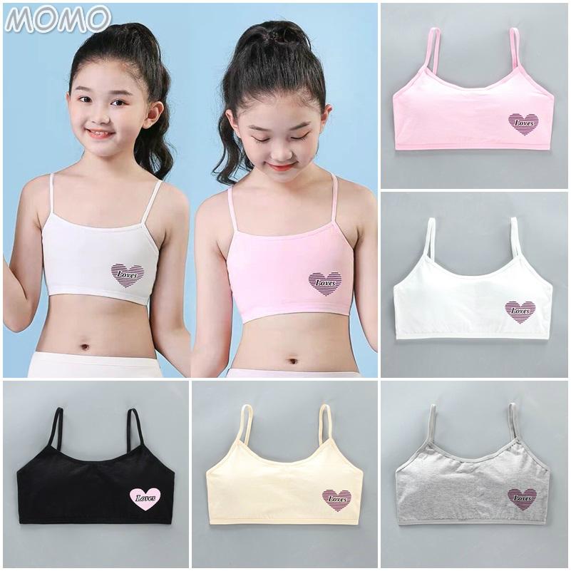 MOMO 8-16Years Baby Bra Girls Training Bra Underwear Solid Color Anti  Peering Teenage Sport Bra Kid's Bra(Includ Sponge Pad)